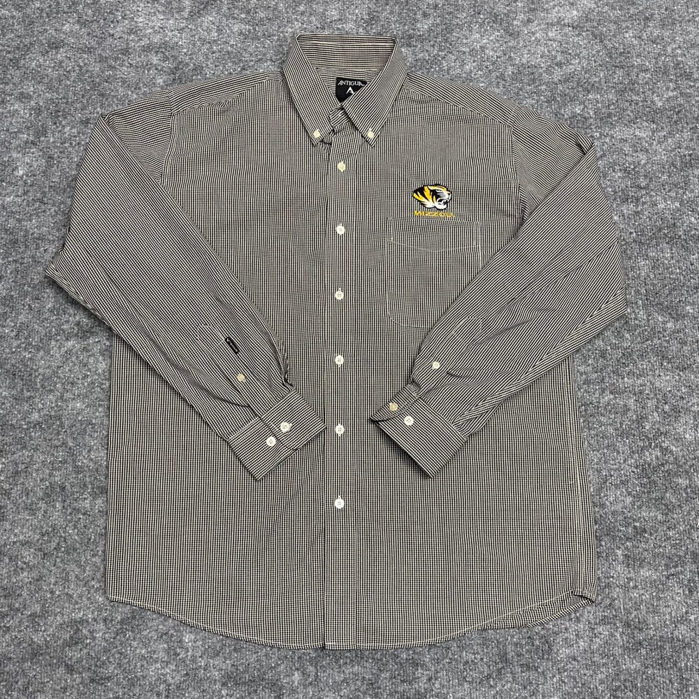 University of Missouri Mizzou Tigers Shirt Mens Medium Black Gingham Button Down